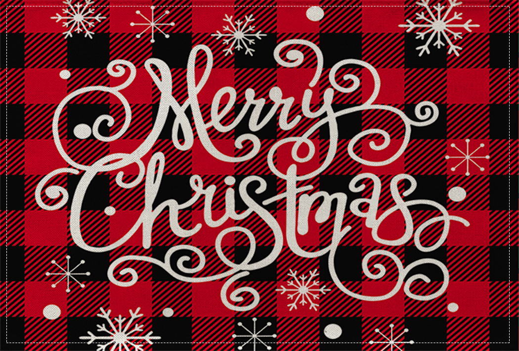 Picture of Christmas Placemat Scandinavian Style English Letter Napkin Western Restaurant Tablecloth Single Layer Linen Insulation Mat Table Mat