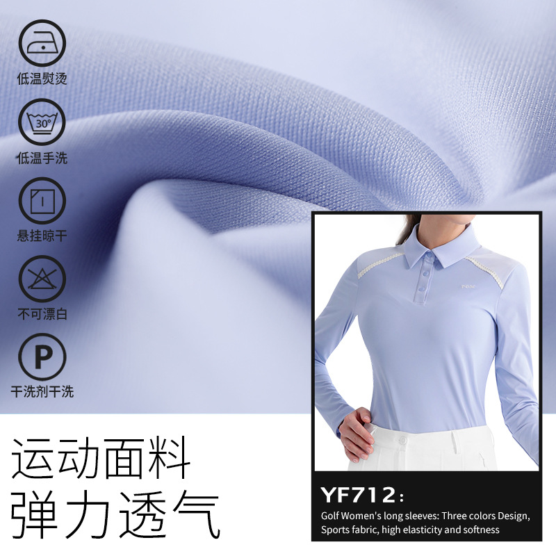 Picture of PGM Golf Clothing Women's Summer Long Sleeve T-Shirt POLO Shirt High Elastic Top Slim Breathable Comfortable Sportswear