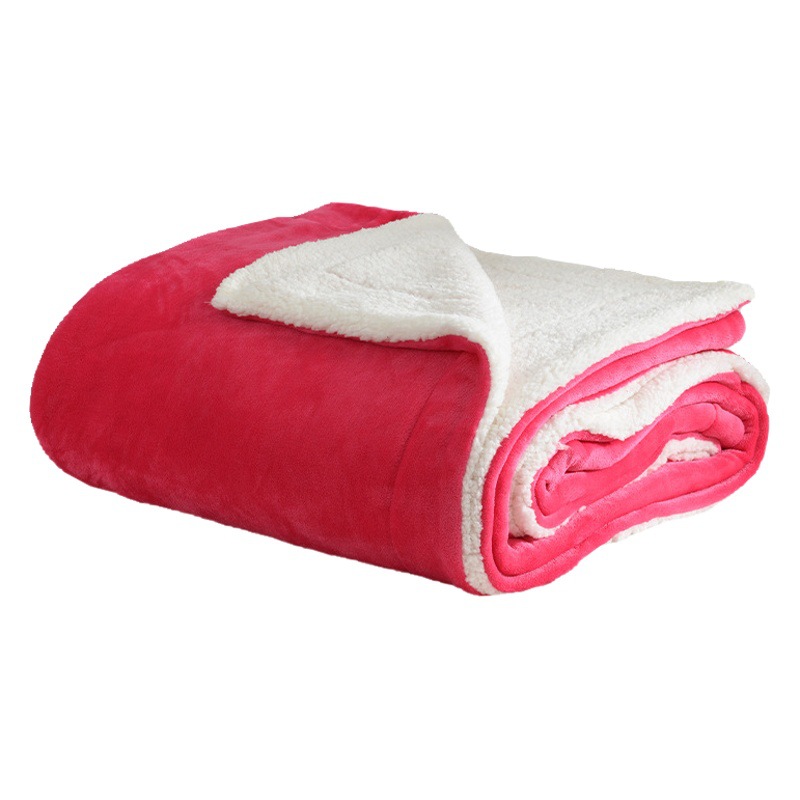 Winter Double-Layer Thickeneded Warm Simple Pure Color Lamb Velvet Flannel Blanket Coral Velvet Blanket Office Blanket