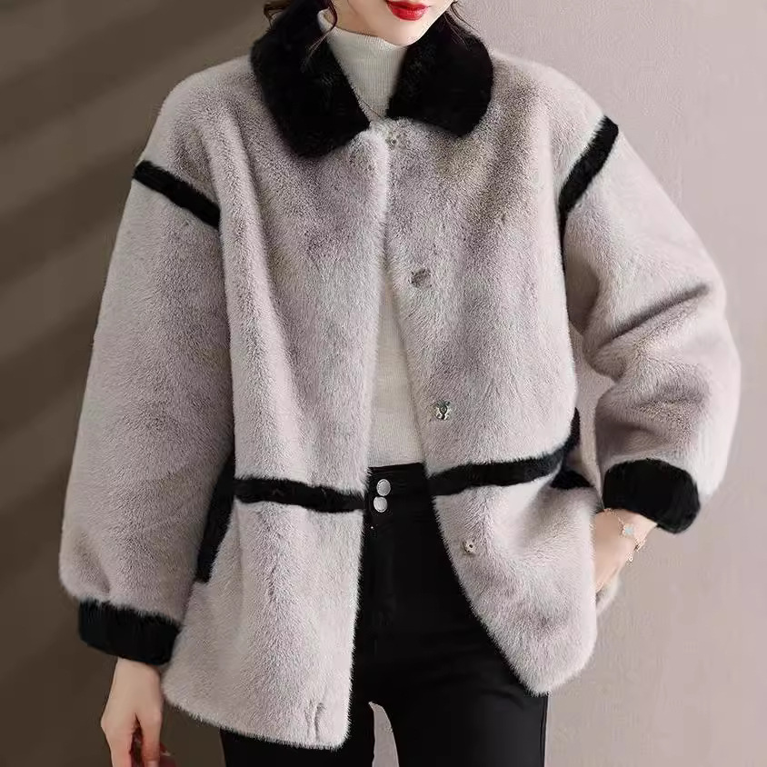 Picture of All-Net Low Price Imitation Mink Fur Fur One-Piece Leather Clothing Women's Clothing Thickened All-Match Fashion Trendy Coat