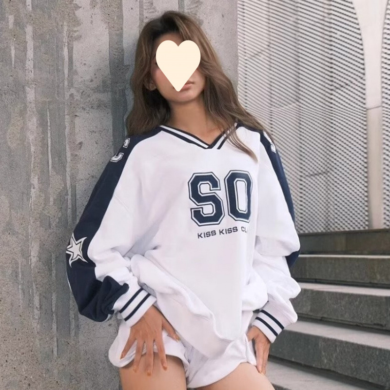 2025 New Casual American Collar Sweatshirts for Men and Women in Spring & Fall, Loose and Stylish Retro Long-Sleeved Tops, Trendy Harajuku High Street
