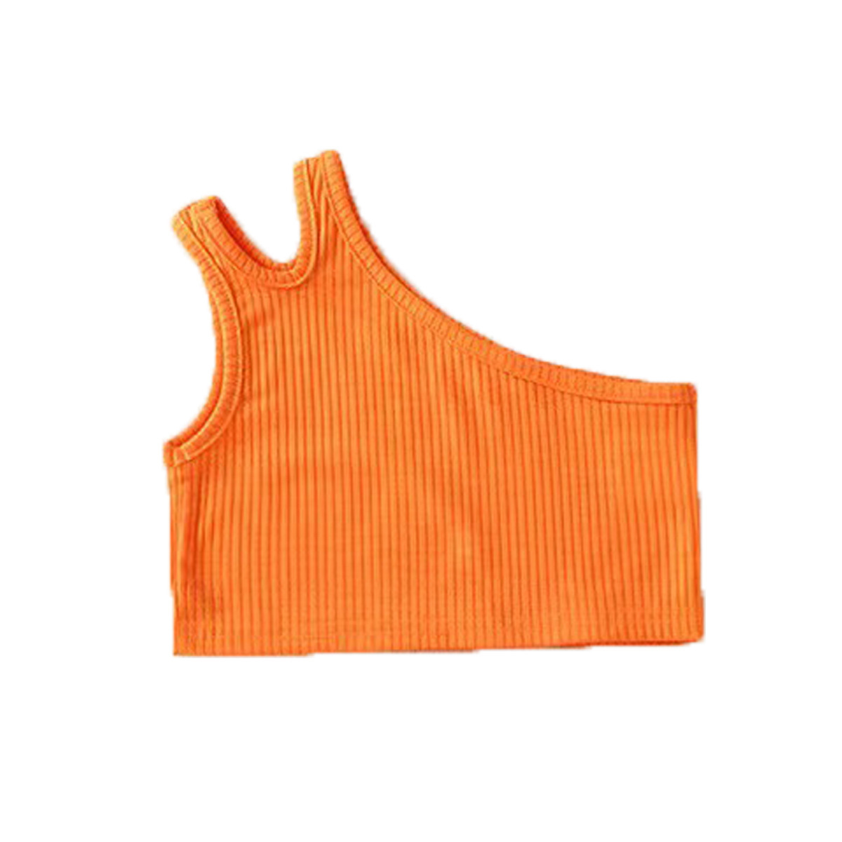 Picture of Cross-border Children's Wear Girl's Summer Vest 2024 New Foreign Trade Girl's Slant Shoulder Irregular Strap Hundred Tower Top