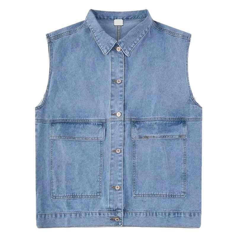 Picture of Autumn Loose Denim Vest for Women Korean Style Student Jacket Slim Versatile Fashion Harajuku Casual Sleeveless Vest Trendy