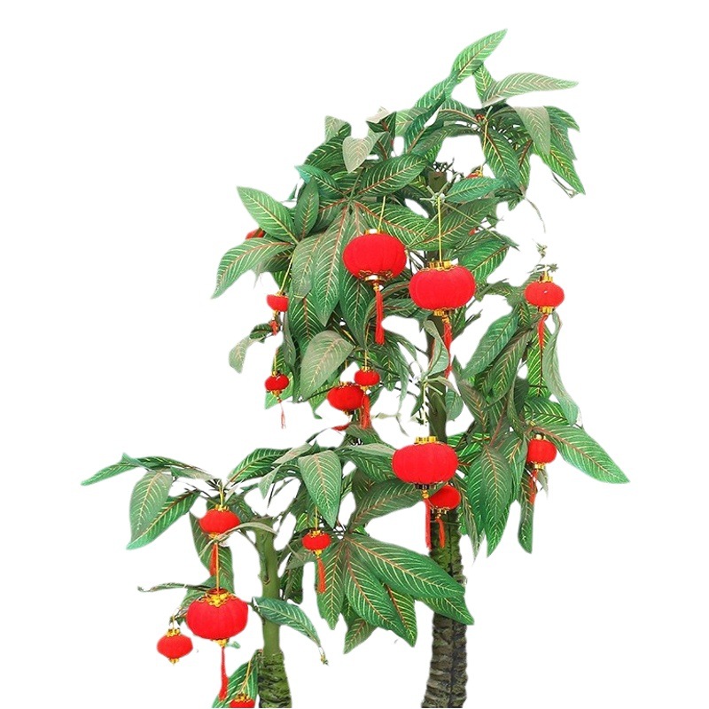 Spring Festival flocking lantern New Year's Day small lantern New Year wedding red lantern New Year wedding decoration bonsai pendant