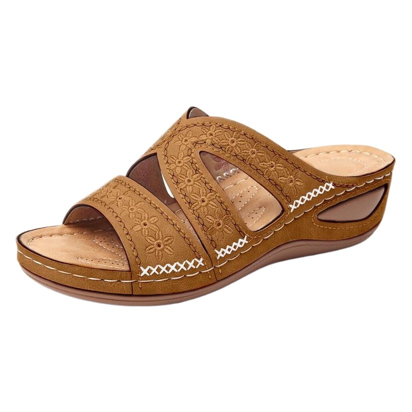 Cross-border independent station 2021 sandals women's wedge peep toe platform foreign trade large size shoes multi-color embroidered sandals women's shoes