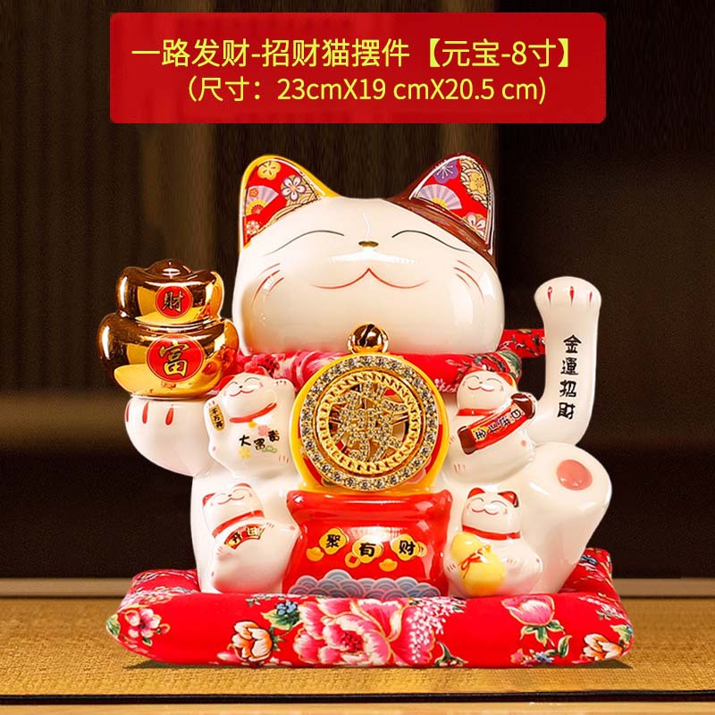 Picture of Factory wholesale electric ceramic waving cat ornaments opened big small size shop cashier home living room gift