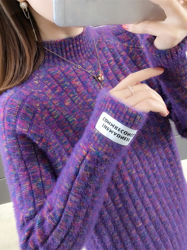 Picture of Women's Sweater 2024 Autumn and Winter New Women's Loose Outerwear Half Turtle Collar Top Popular Thickened Bottoming Shirt