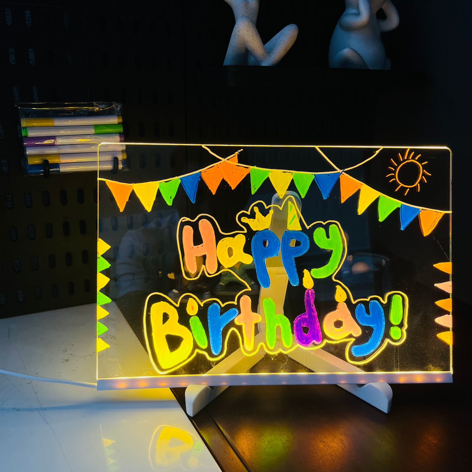 Picture of Handwritten Erasable Transparent Luminous Message Board Souvenir Small Gift Practical DIY Acrylic Goo Card Writing Board