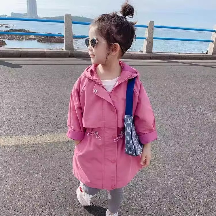 Girls' Spring and Autumn 2024 New Children's Korean Style Russo Clothes Baby Stylizer Coat Children's Mid-Length Coat Coat
