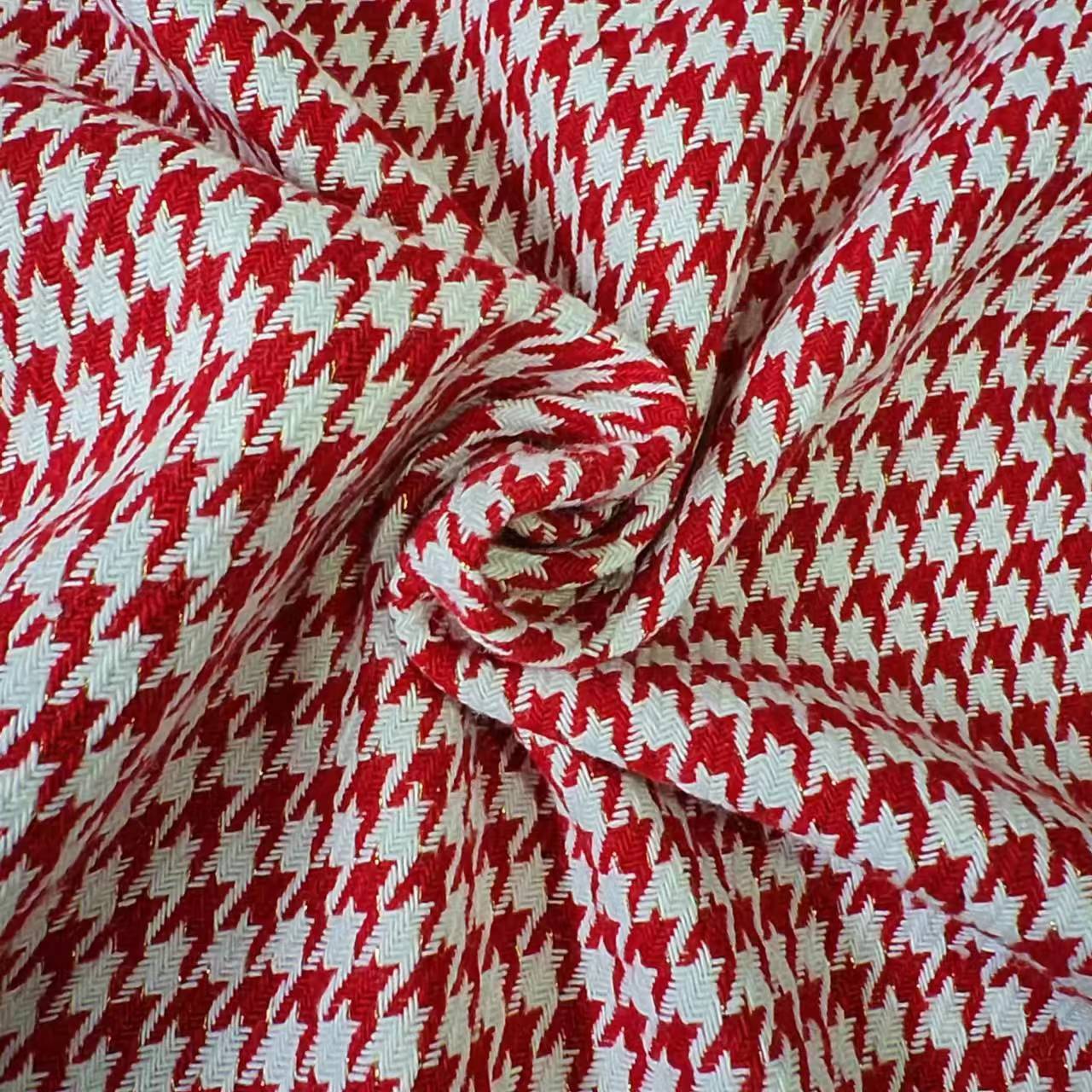 Picture of Shaoxing factory spot gold thread houndstooth fashion shoes and hats bags crafts woolen houndstooth wool fabric