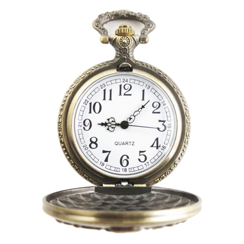 Bronze pocket watch dad European and American style pocket watch flip quartz acrylic mirror watch holiday gift watch wholesale