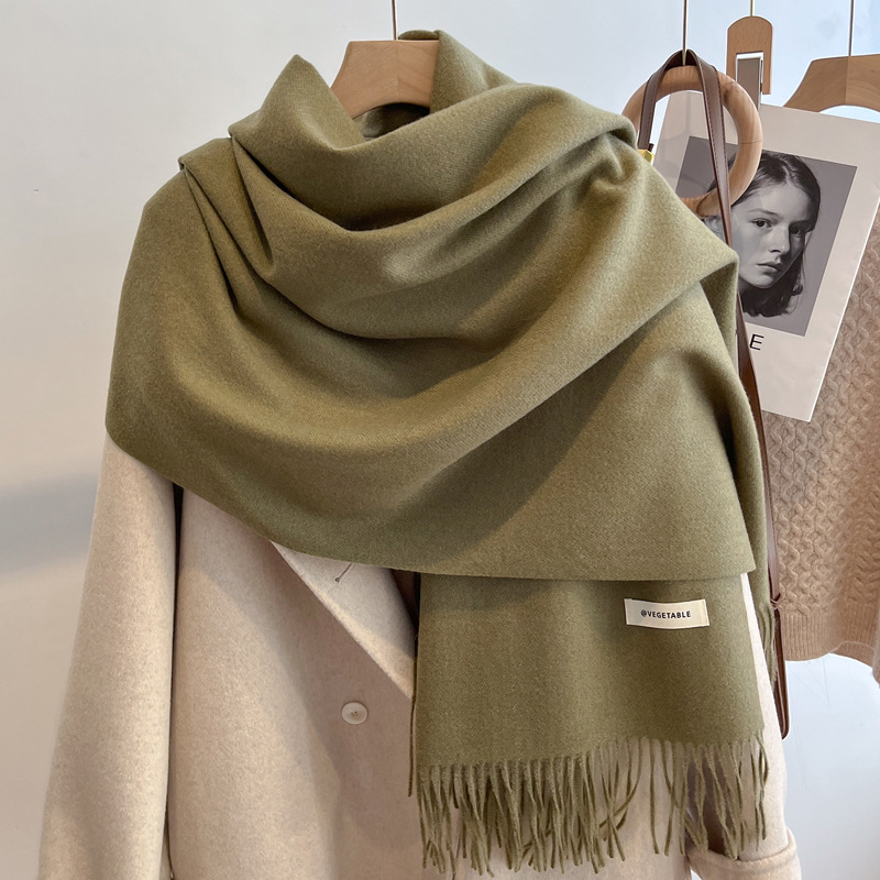 Picture of Blue Imitation Cashmere Scarf for Women 2025 New Winter K-Style Thickeneded Light Blue Scarf Versatile Dual-Use Shawl