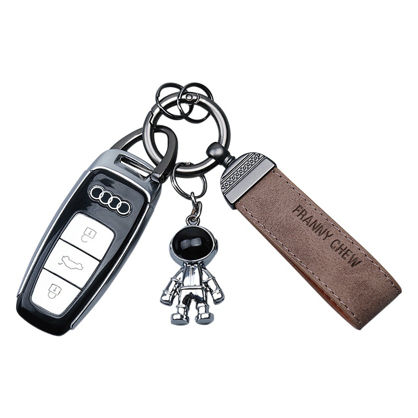 Car key chain pendant wholesale leather key chain female metal ring key ring male small gift logo generation hair