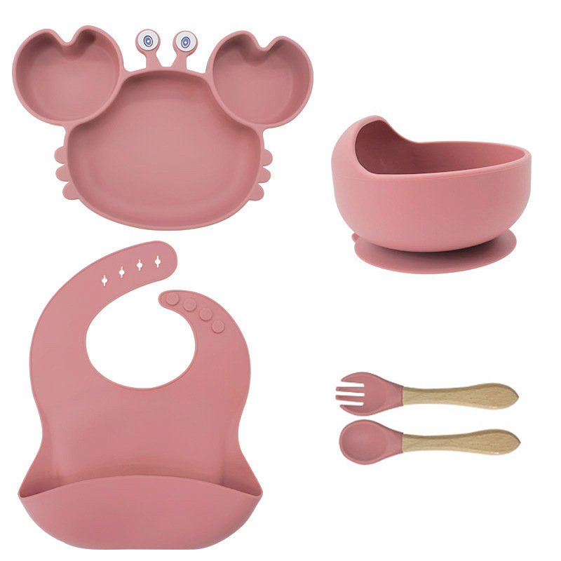 Picture of Baby silicone tableware crab plate suit food supplement bowl bib food grade tableware suit factory direct supply cross-border