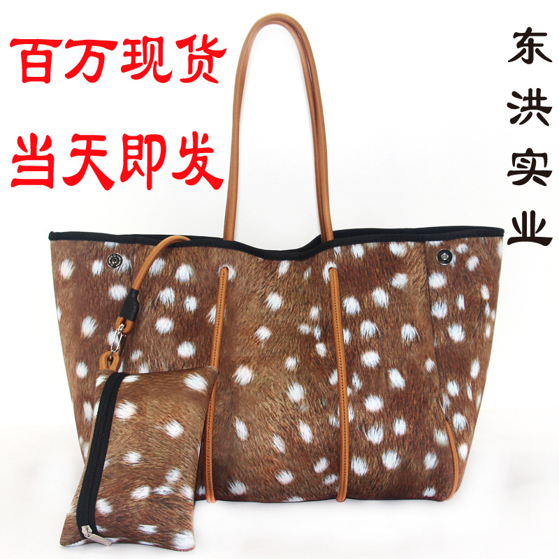 Picture of Diving Material Perforated Beach Bag European and American Fashion Portable Shoulder Strap Mother Bag Outdoor Casual Bag Portable Women's Bag for Women
