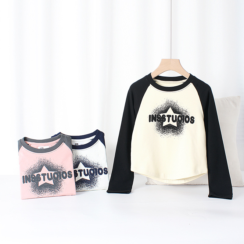 Picture of Spring and autumn Korean version of the new girls long sleeve T-shirt big children's Joker short warm jacket children's base shirt wholesale