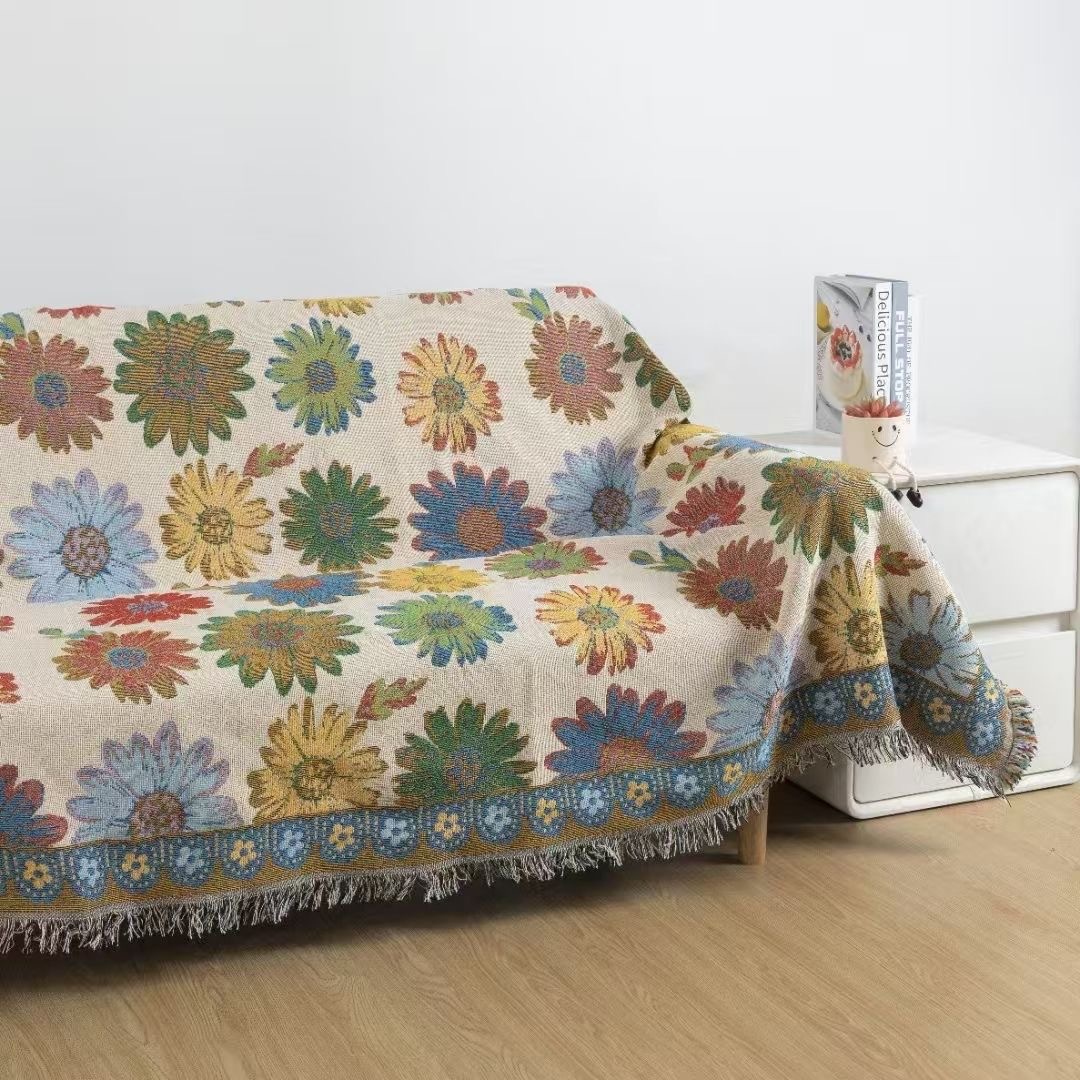 Vintage Sofa Cover Cloth Ethnic Style Sofa Towel Non-Slip and Dirt-Resistant Bedside Blanket Full Cover Exlarge Sofa Cushion Table Mat Cover Blanket