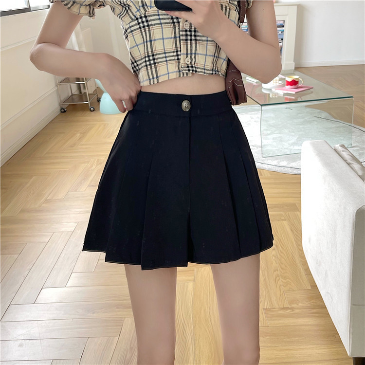 Picture of Fashionable high waist slimming black wide leg pants for women 2024 Summer new elegant irregular suit shorts