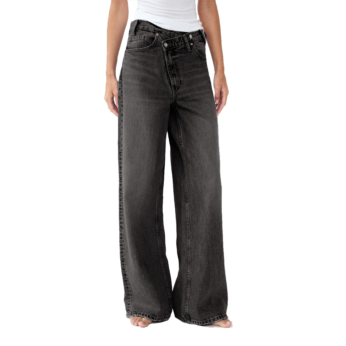 Picture of TEMU New High Quality Cross-border Special for European and American Amazon AliExpress Women's Personalized High Waist Straight Jeans