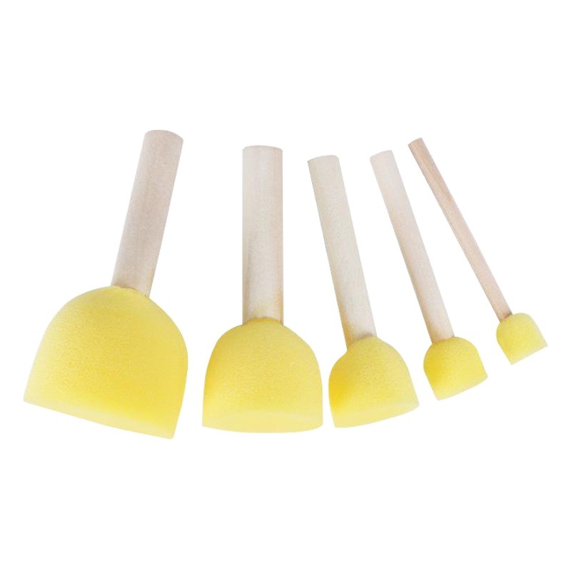 Children's Graffiti Round Sponge Brush 5 Pack DIY Painting Set Wooden Handle Brush Kindergarten Early Education Art Tools
