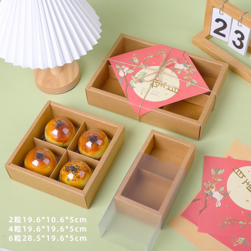 Transparent Frosted Egg Yolk Pastry Packaging Box Mid-Autumn Festival Gift Box 100g Cantonese-Style Snow Skin Mooncake Box