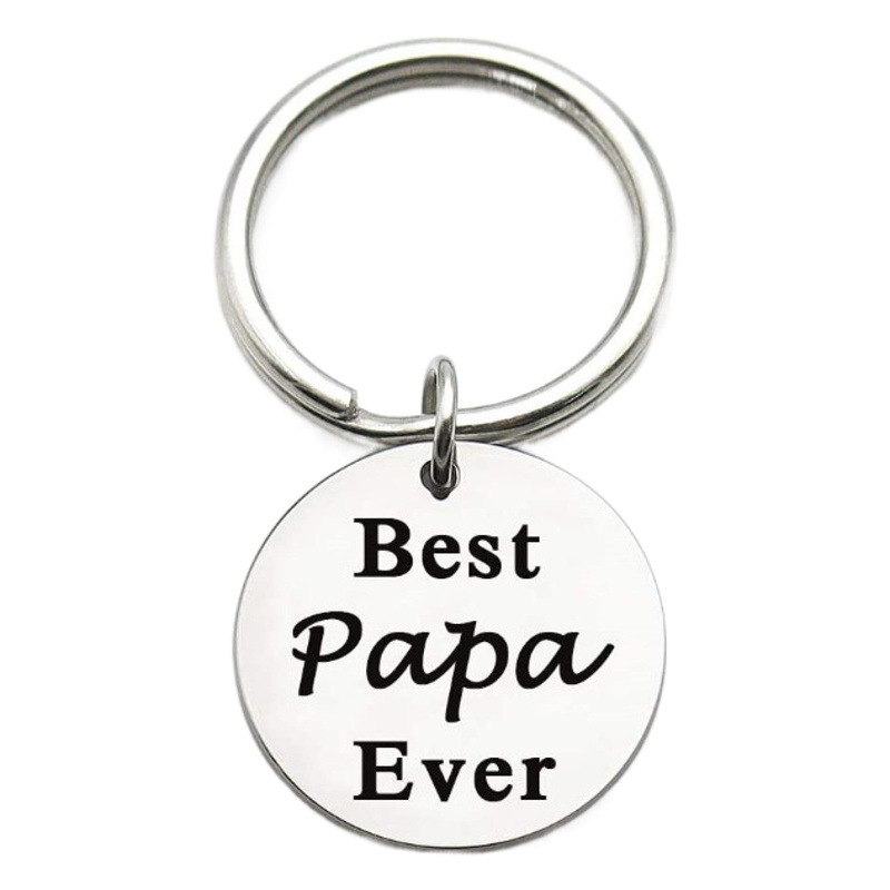 New Father's Day Mother's Day DAD MOM Grandpa Grandma stainless steel round card keychain gift