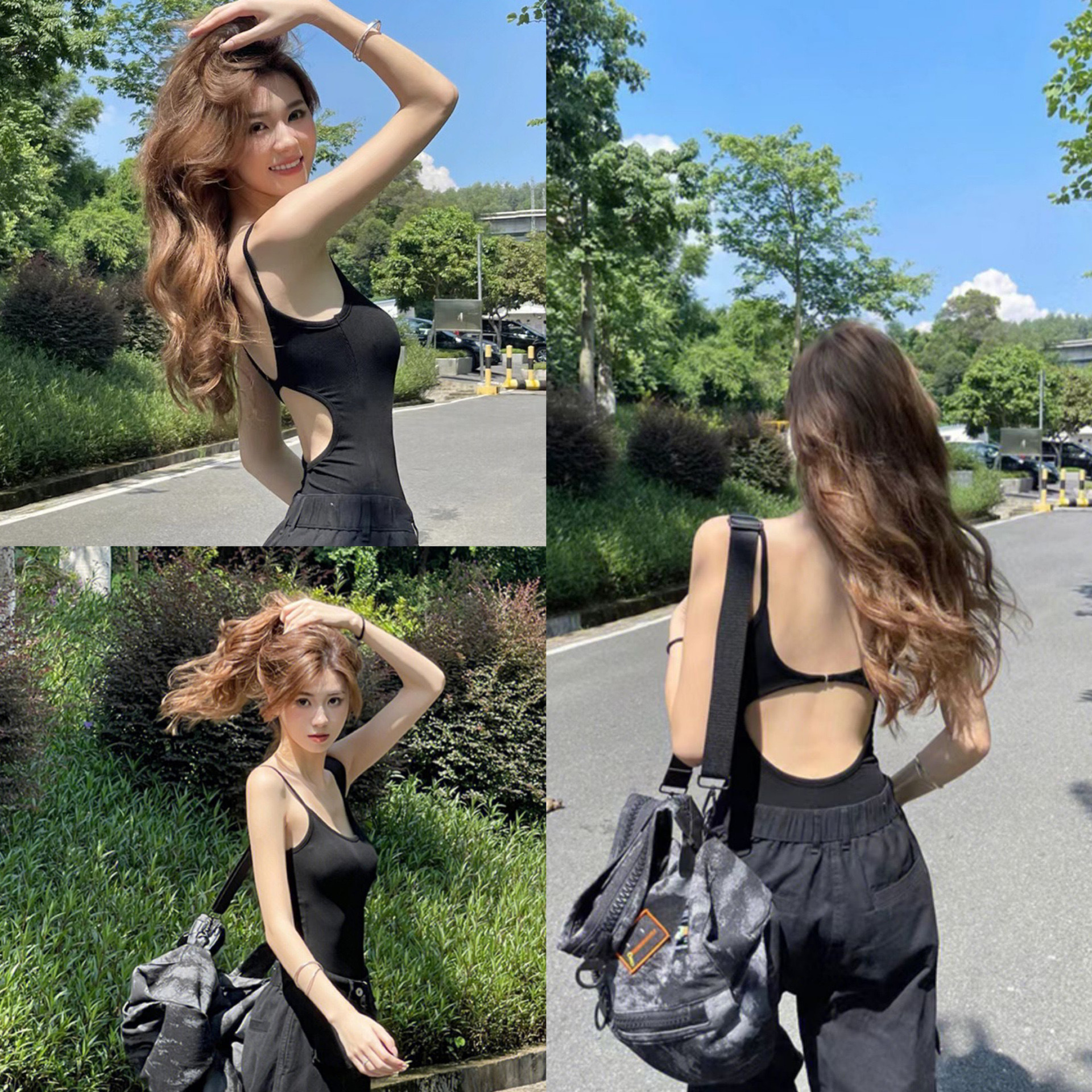 French Hepburn Style Retro Design Backless Bodice Camisole Women's Inner Top Niche Elegant Beautiful Back
