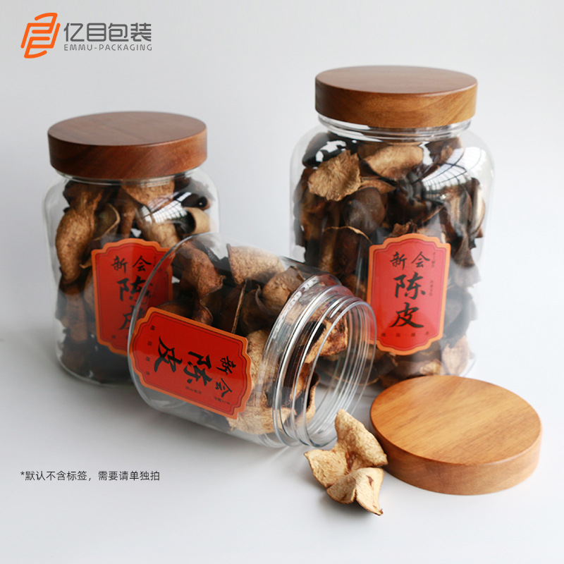 100g or 200g dry PET sealed plastic bottle sanbao ink red rose wooden lid plastic tangerin peel plastic jar