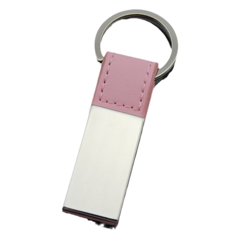 PU leather metal keychain leather car key chain can be double-sided lettering logo wholesale