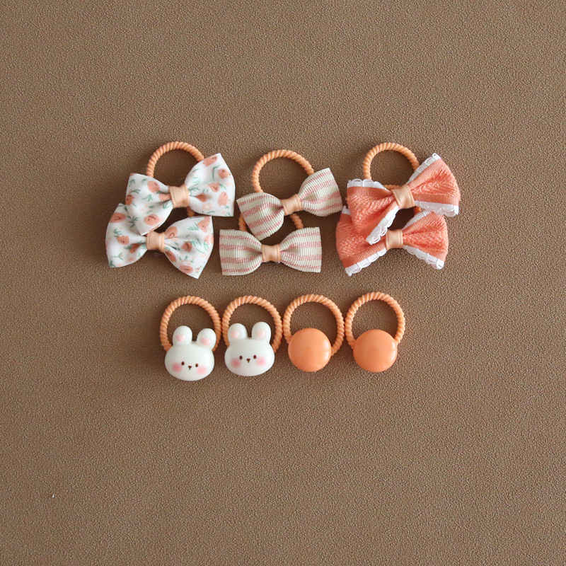 Picture of A152 factory wholesale children's cute headdress hair accessories baby mini bow thumb rubber band suit 1 set