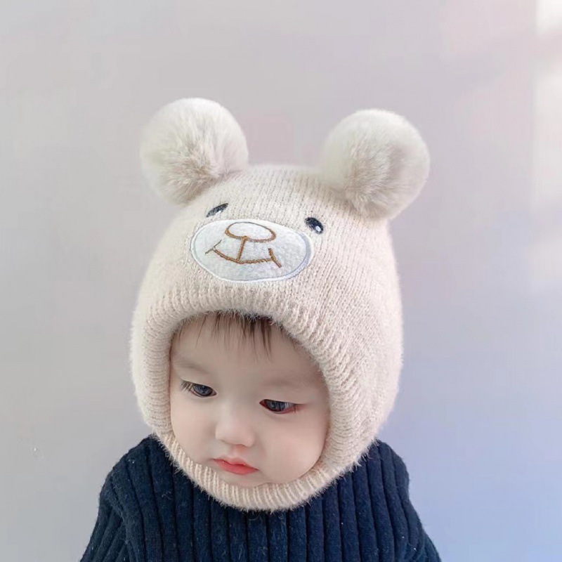 Baby hat autumn and winter cute children Winter baby wool hat infant ear protection knitted hat Amazon foreign trade