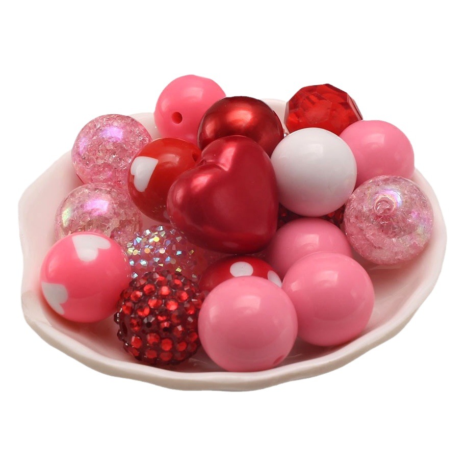 50 red heart-shaped Valentine's Day 20MM acrylic beads DIY mixed color mixed beaded loose beads combination
