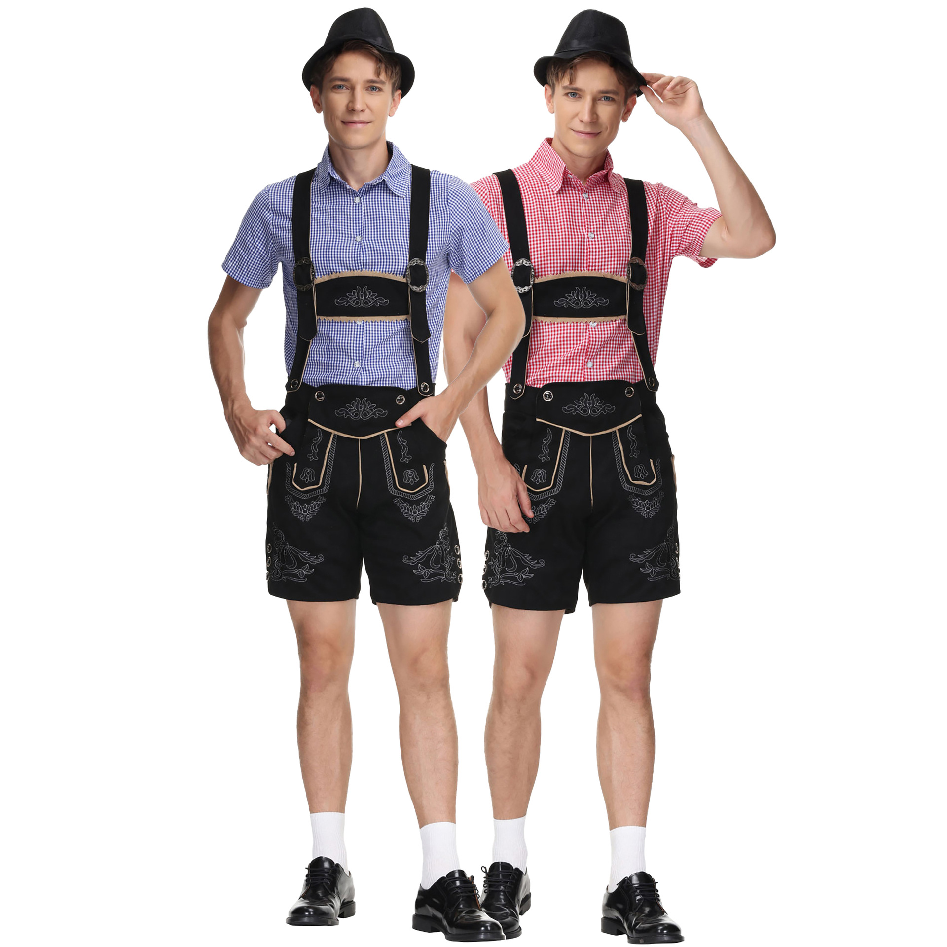 M-XL Men's Beer Festival Clothing German Beer Festival Party Plaid Shirt Men's Overalls Performance Clothing