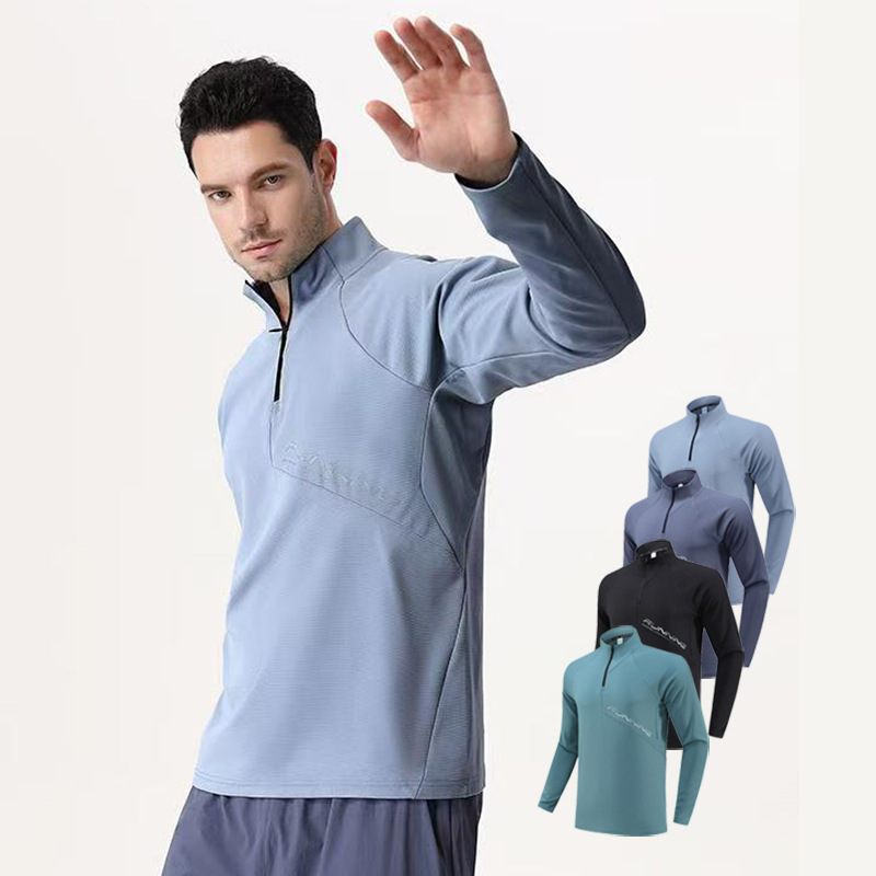 2024 spring and autumn long sleeve half zipper sports T-shirt Europe and America Amazon men's RUNNING running clothes fitness clothes