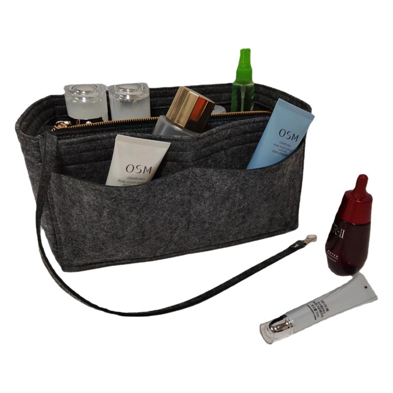 Felt Cosmetic Bag Zipper Multi-Grid Mommy Travel Bag Multi-Functional Cosmetic Storage Bag Felt Liner Bag