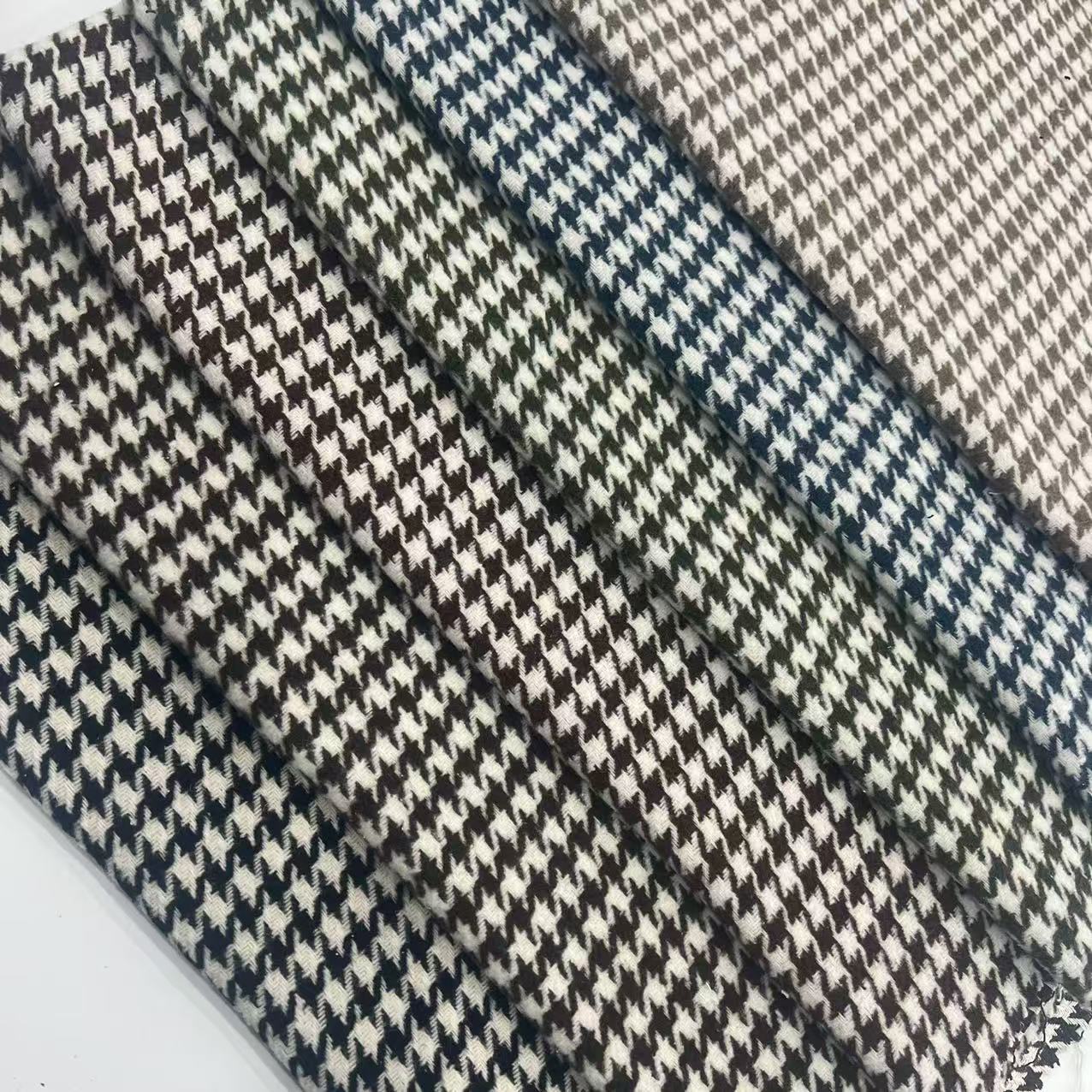 Picture of Shaoxing factory in stock wool-containing autumn and winter houndstooth overalls and tweed fashion shoes and hats bags crazy bird woolen tweed fabric