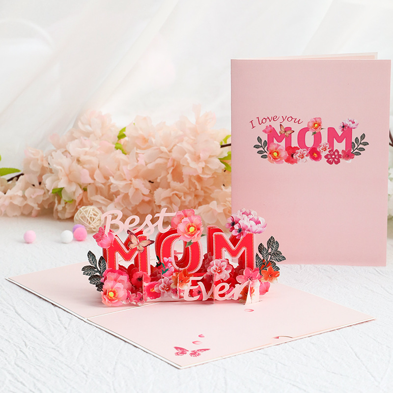 Picture of New Mother's Day Gift 3D Greeting Card Paper Carved Thank You Card Mother's Blessing Card Creative Cross-border Wholesale