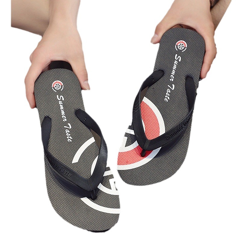 Summer fashion flip flops women's slippers men's non-slip couple flat sandals outdoor beach shoes Korean fashion