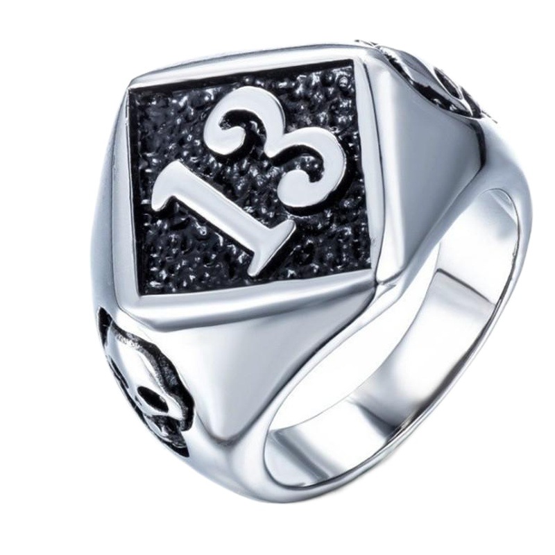 Punk style non-mainstream super cool casting skull boy alloy ring between gold numbers 13 AliExpress