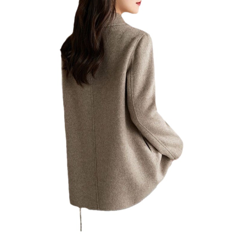 Longfengni's New Autumn and Winter Outwear Mid-Length Slim Fit Versatile Doll Collar Small Woolen Outwear Women's Clothing