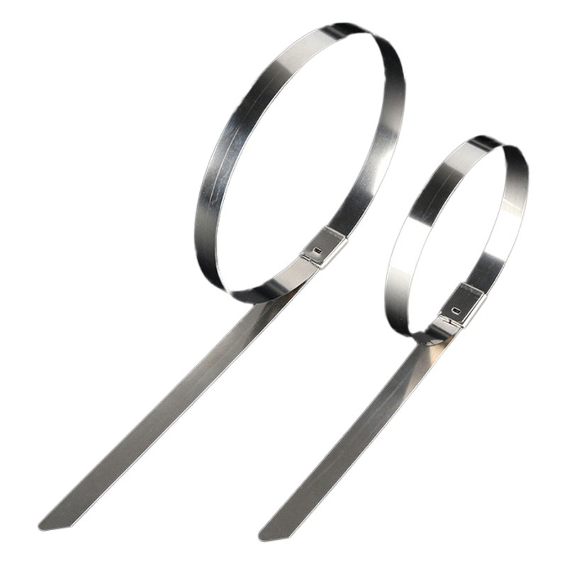 Factory wholesale production of 304 stainless steel cable tie 4.6*8*12*100*300 corrosion-resistant grinding marine metal white steel