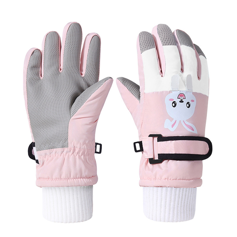 Picture of Children's ski gloves winter warm gloves for boys and girls 7-12 years old fleece-lined windproof waterproof children riding gloves