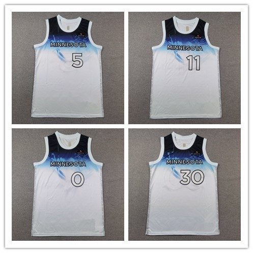 Season 25 Timberwolves White City Edition 5 Edwards 11 Reid 30 Randall 0 Di Winzezzo Basketball uniform