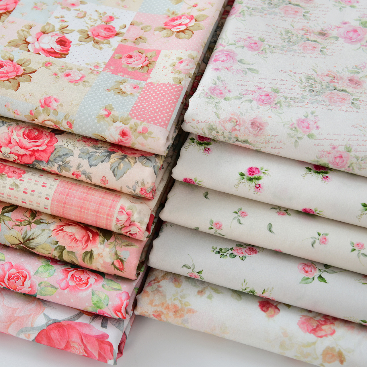 40 Poplin Cotton Floral Rose Handmade DIY Cotton Fabric Pastoral Flower Shirt Skirt Fabric