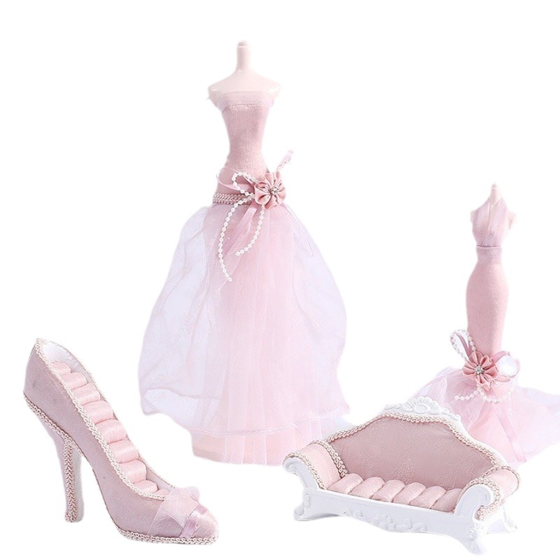 Jewelry Rack for Women Scandinavian Home Creative Ornaments Display Rack to Store Princess Model Five-Piece Discount Set Rose Quartz