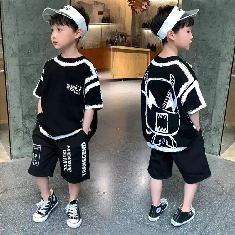 Boys T-shirt Short-sleeved Summer Cotton 2025 New Children's Summer Dress Internet Celebrity Fried Street Half-sleeved Top Big Boy