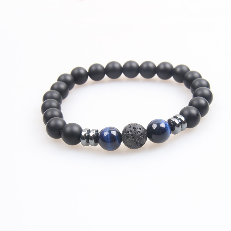 Picture of Zhou Lianfa Tiger Eye Bracelet Men's 8MM Beads suit Elastic Adjustable Black Crystal Beads Suitable for Ladies Ceremony