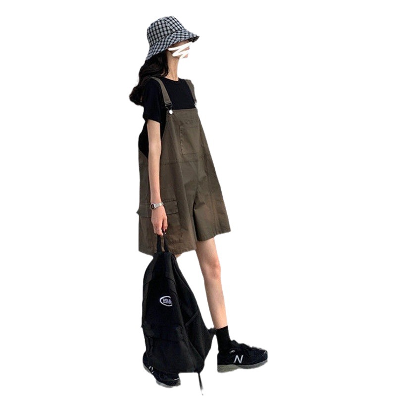 Small Men's Overalls Women's Fashionable Summer Thin Overalls High Waist Loose Slimming Wide Leg Short Pants