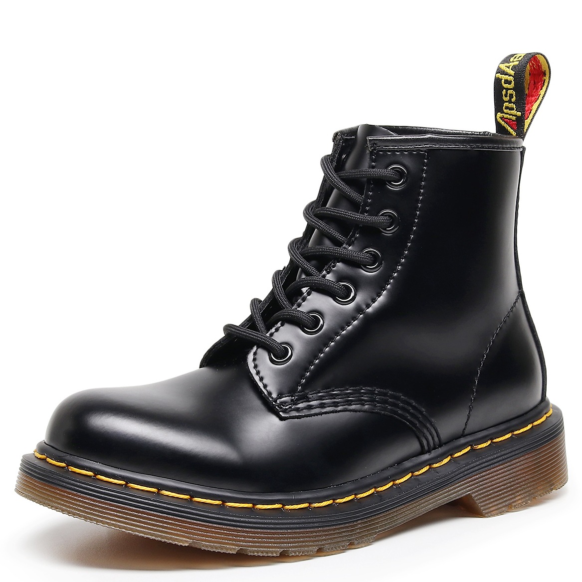 Cross-Border 1460 Motorcycle Boots for Women with 6-Hole Open Edge Beads Hard Leather Couples 101 Short Boots for Men and Women Genuine Leather Round Toe Large Size