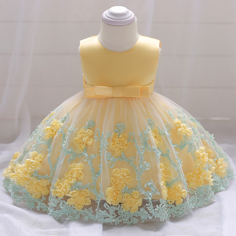 Picture of New summer European and American Princess flower sleeveless mesh baby dress cotton dress children's dress spot
